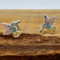 BROQUEL COLIBRI ESMALTADO PLATA .925