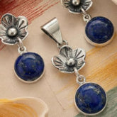 JUEGO ARETE Y DIJE PIEDRA CM PLATA .925