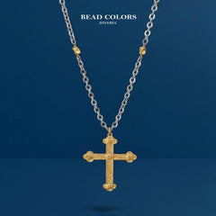 COLLAR LARGO CRUZ COMBINADO ACERO
