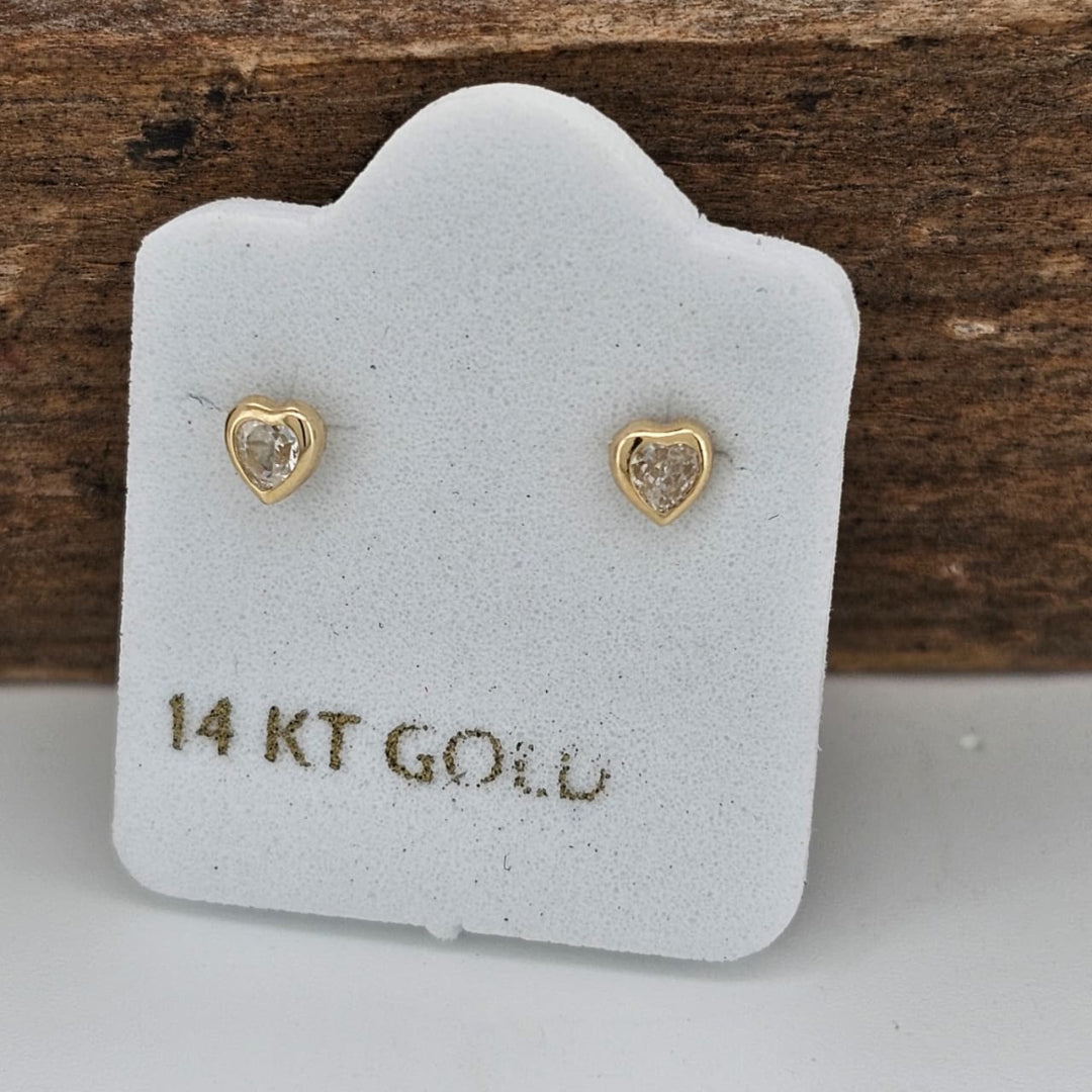 BROQUEL CORAZON BISEL 3X3 MM ORO 14K