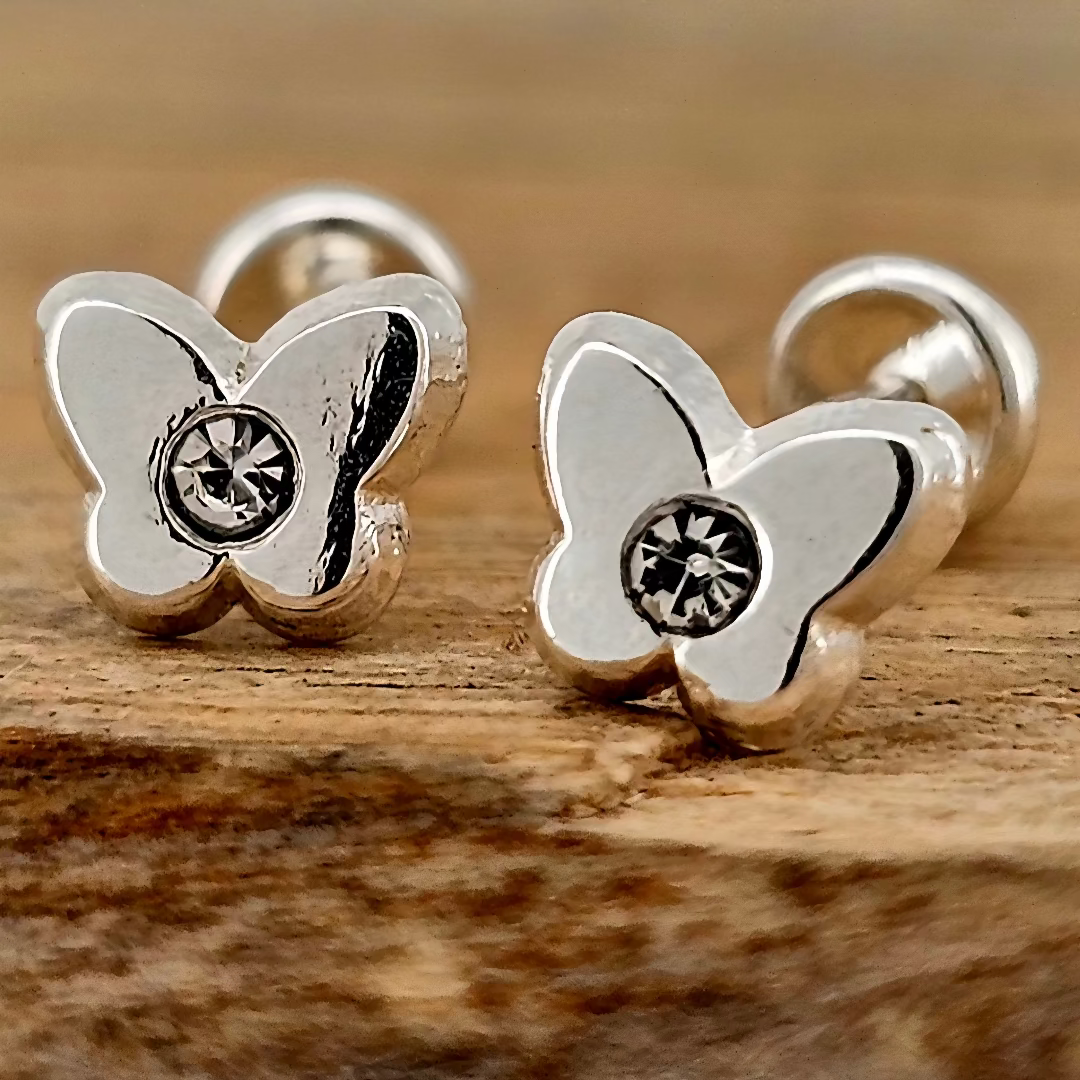 BROQUEL MARIPOSA PLATA .925