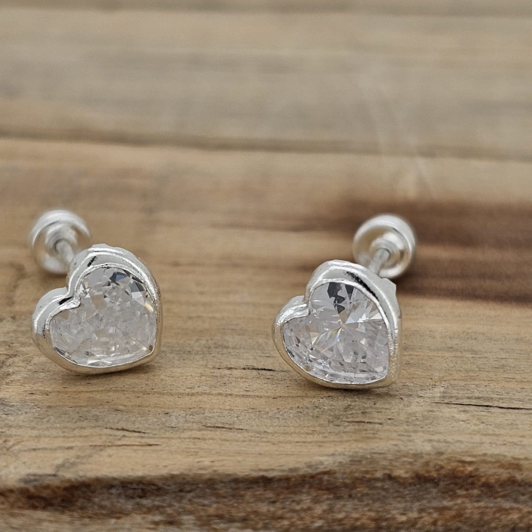 BROQUEL CORAZON BISEL 6MM PLATA .925