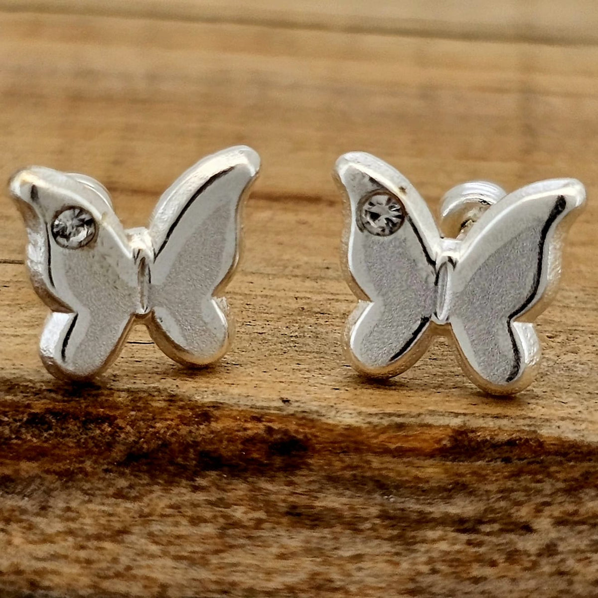 BROQUEL MARIPOSA C/PIEDRA PLATA .925