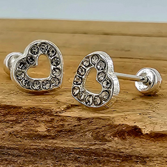 BROQUEL CORAZON C/ZIRCONIA PLATA .925