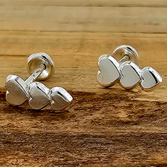 BROQUE CORAZON TRIPLE PLATA .925