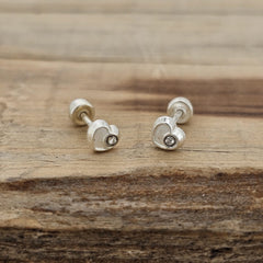 BROQUEL CORAZON C/PIEDRA PLATA .925