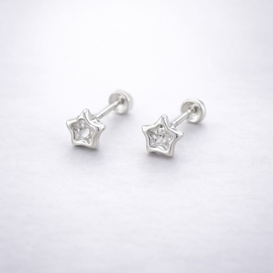 BROQUEL ESTRELLA BISEL 4MM PLATA .925