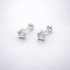 BROQUEL ESTRELLA BISEL 4MM PLATA .925