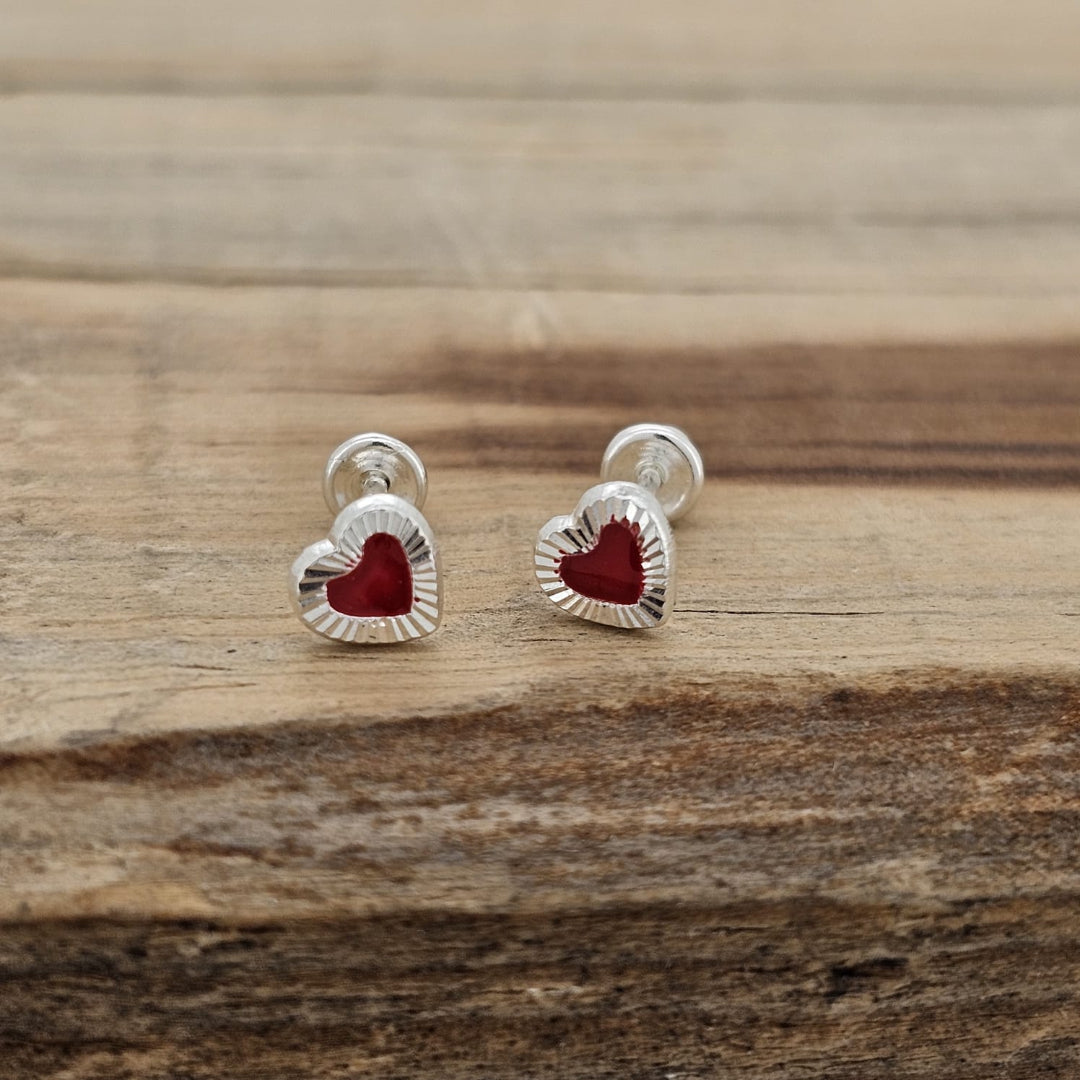 BROQUEL CORAZON DIAMANTADO PLATA .925