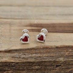 BROQUEL CORAZON DIAMANTADO PLATA .925