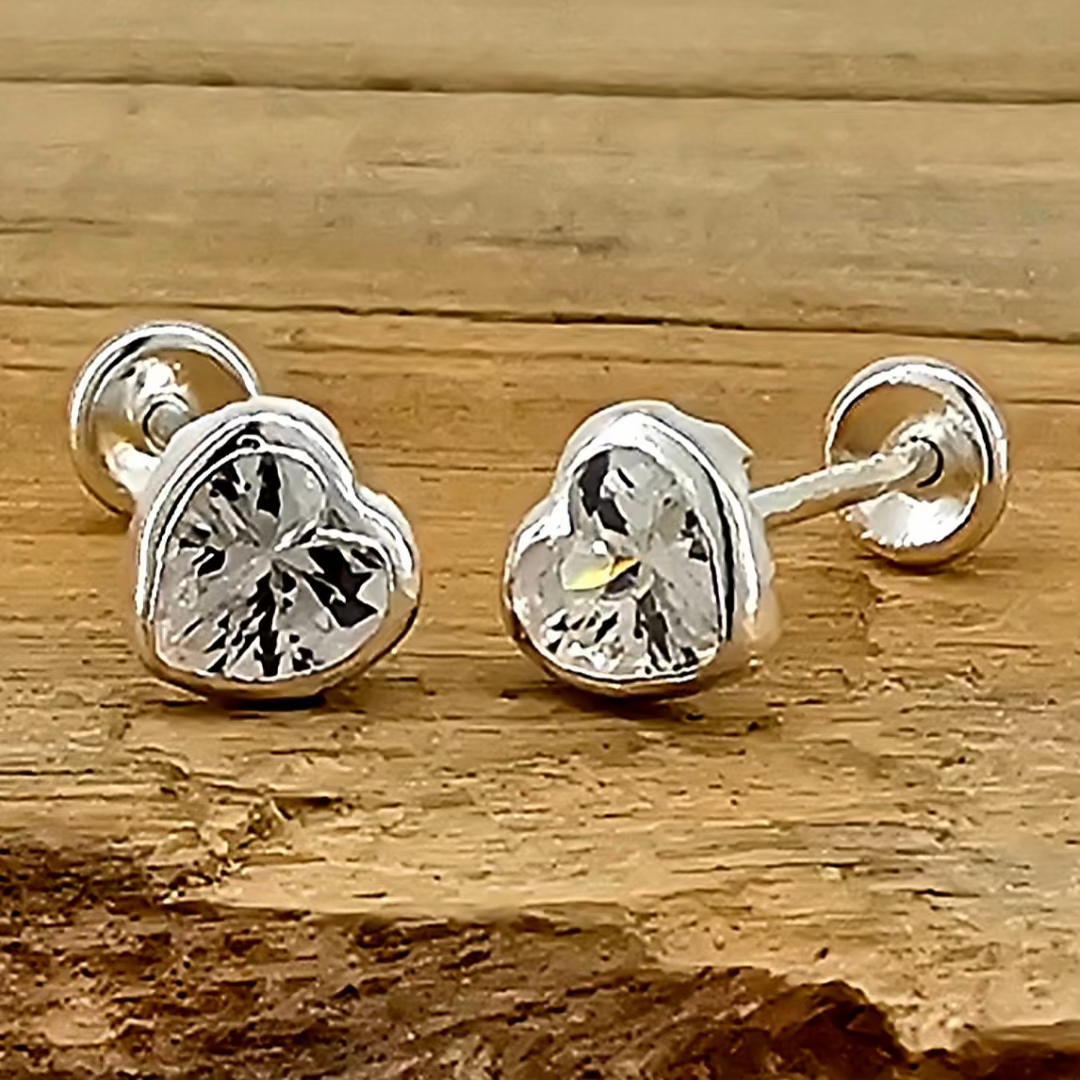 BROQUEL CORAZON BISEL PLATA .925