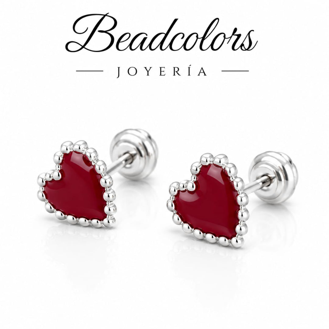 BROQUEL CORAZON BOLITAS PLATA .925