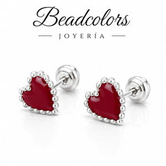 BROQUEL CORAZON BOLITAS PLATA .925