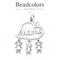 DIJE MAMA C/3 NIÑ@S PLATA .925