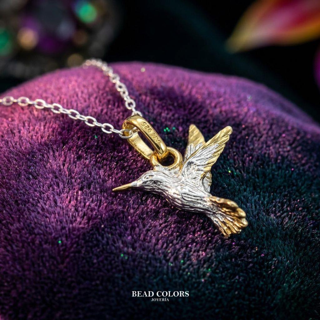 DIJE COLIBRI C/DORADO PLATA .925