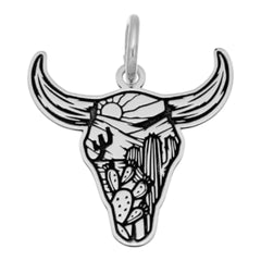 DIJE CALAVERA TORO PLATA .925