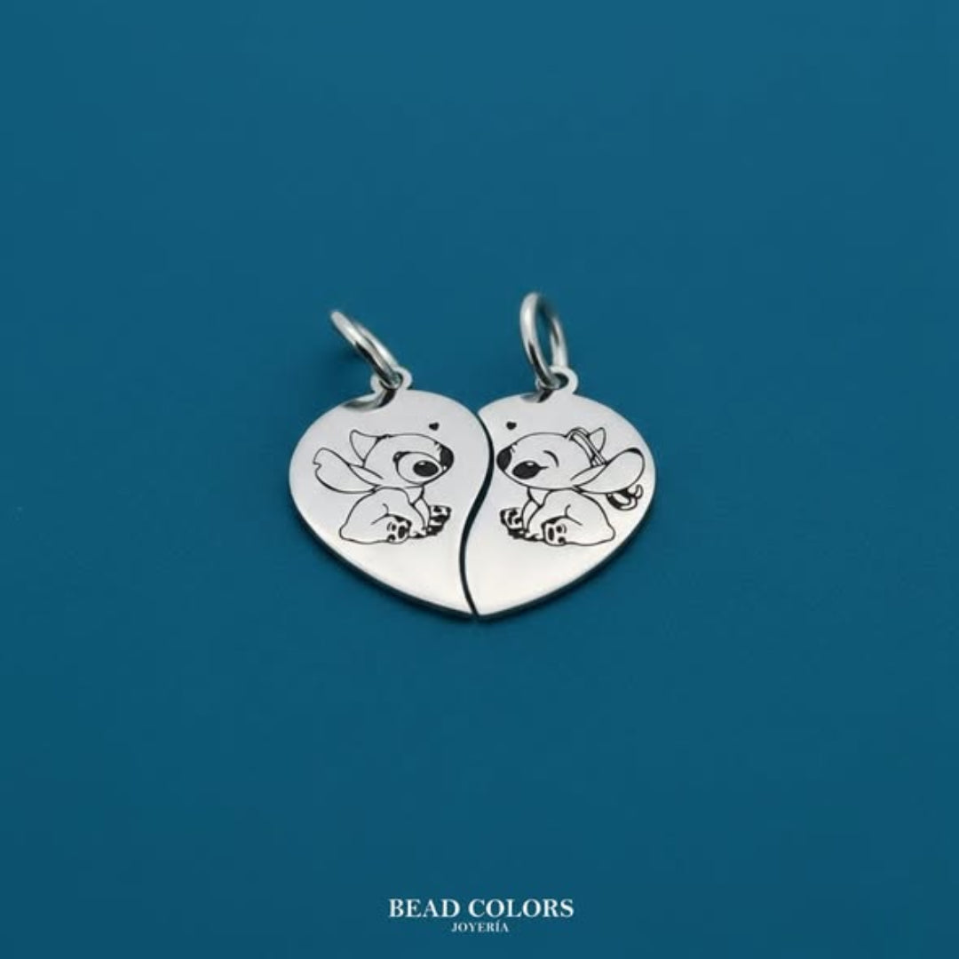 DIJE CORAZON/STITCH PLATA .925