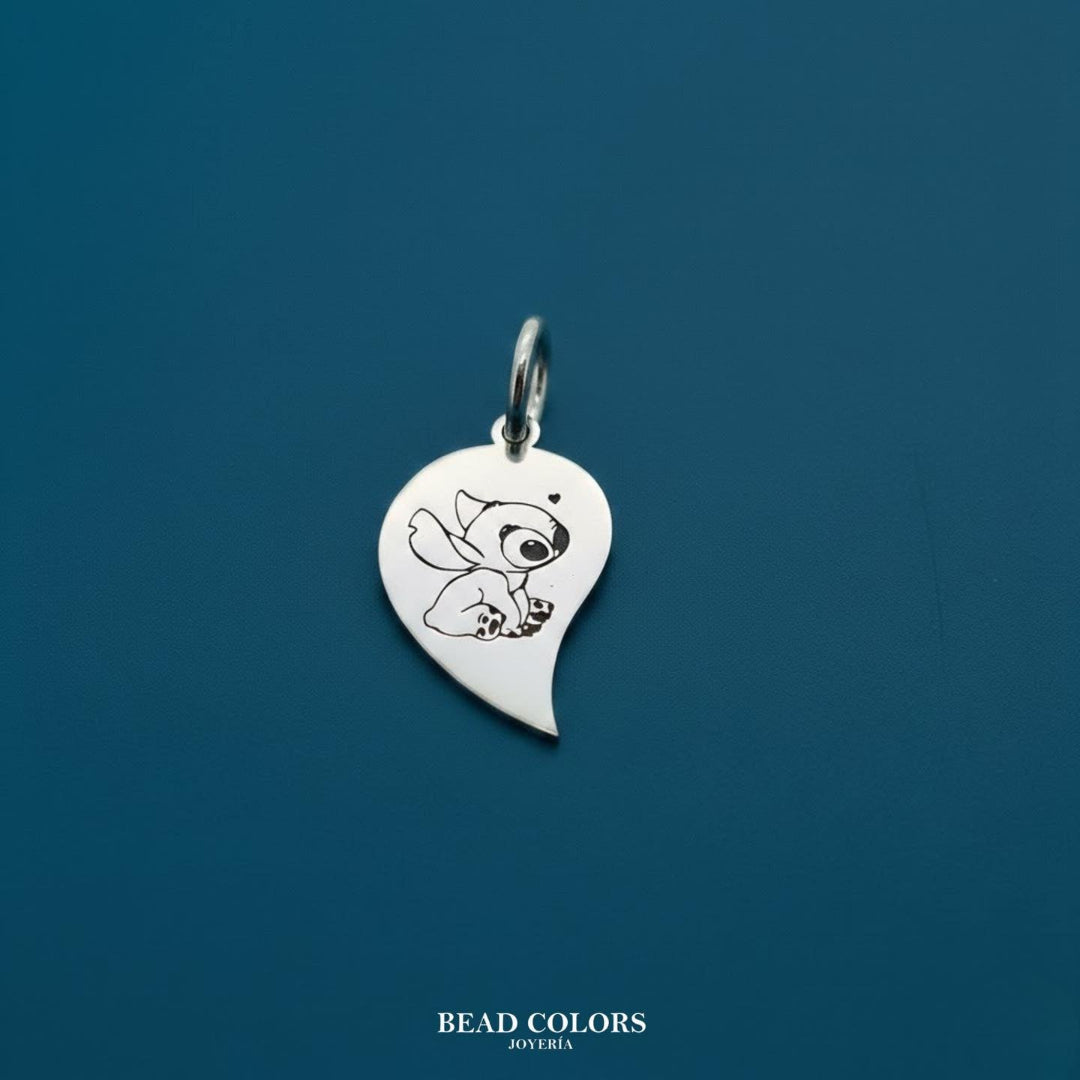 DIJE CORAZON/STITCH PLATA .925