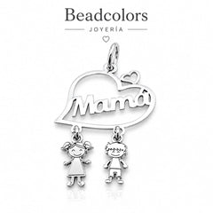 DIJE MAMÁ C/2 NIÑ@S PLATA .925