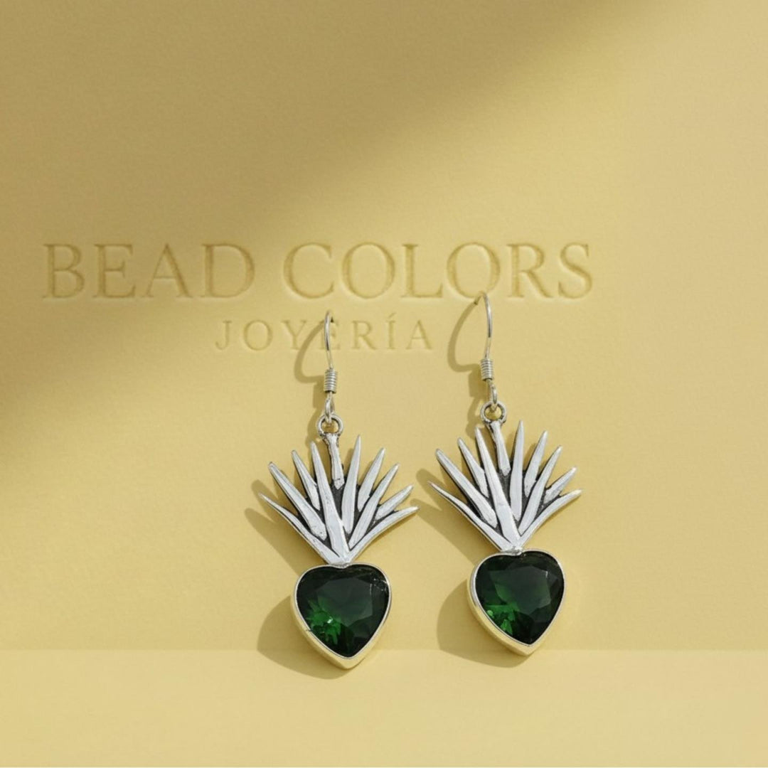 ARETE AGAVE ZIRCONIA VERDE PLATA .925