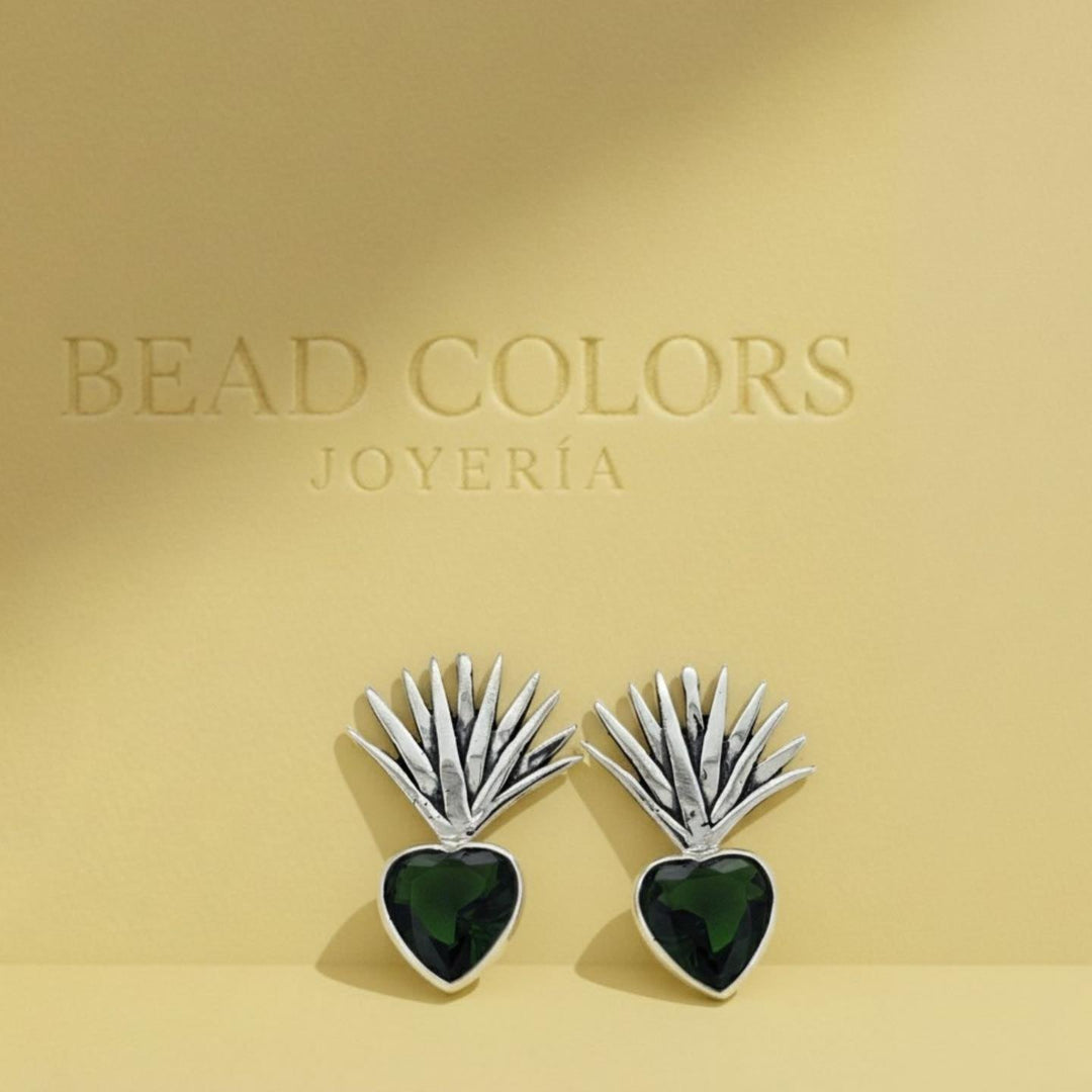 ARETE AGAVE ZIRCONIA VERDE PLATA .925
