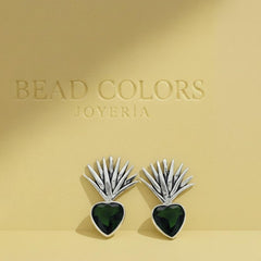 ARETE AGAVE ZIRCONIA VERDE PLATA .925