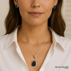 JUEGO FINO ARETE Y DIJE DRUZY PLATA .925