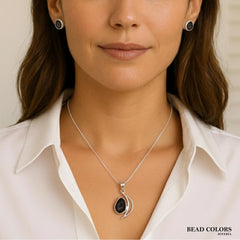 JUEGO FINO ARETE Y DIJE DRUZY PLATA .925