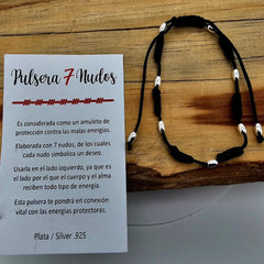 PULSO 7 NUDOS NEGRO PLATA .925
