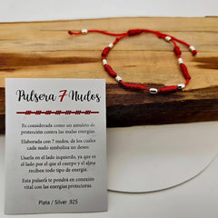 PULSO 7 NUDOS ROJO PLATA .925