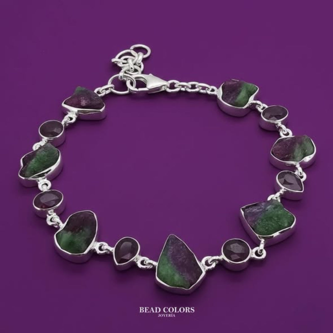 PULSO ZOISITA / RUBI PLATA .925