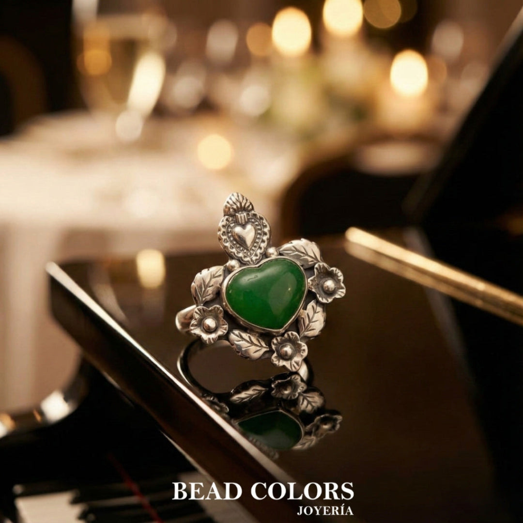 ANILLO SAGRADO CORAZON PIEDRA CM PLATA .925