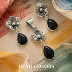 JUEGO ARETE Y DIJE PIEDRA CM PLATA .925
