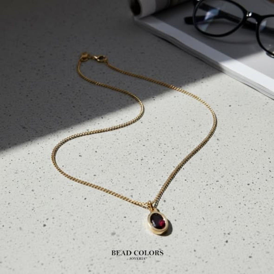 DIJE GRANATE NATURAL ORO 10K