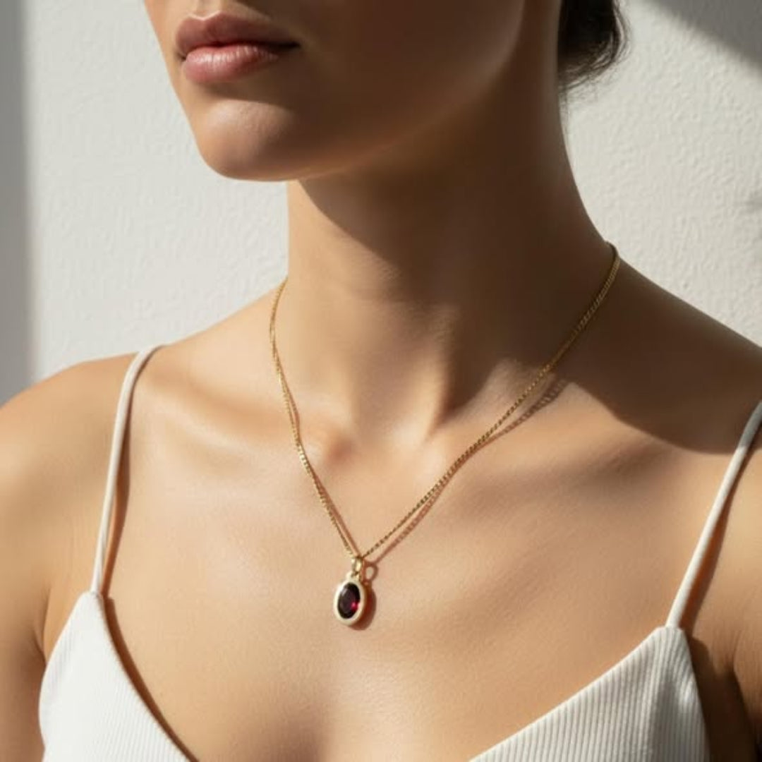 DIJE GRANATE NATURAL ORO 10K