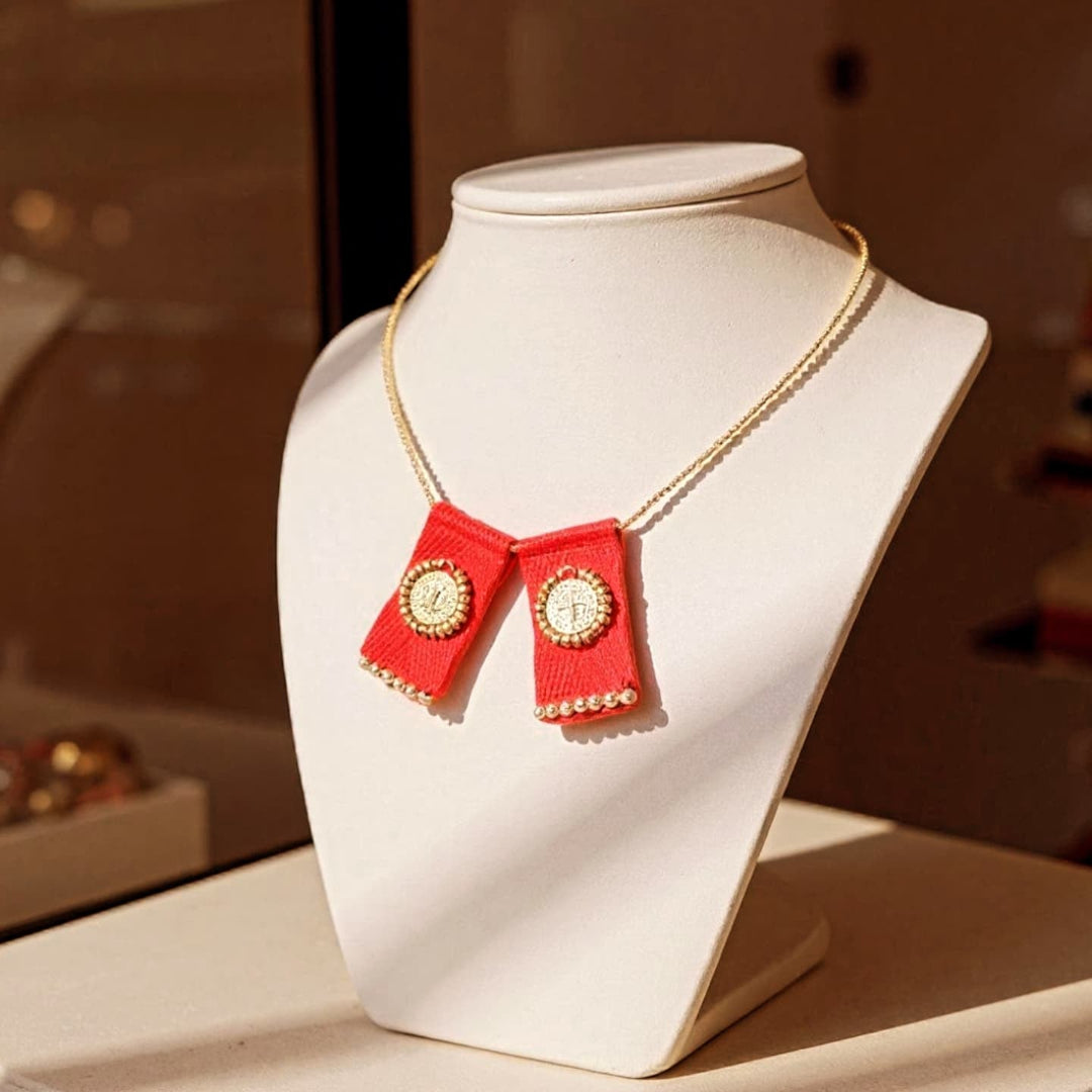 GARG. ESCAPULARIO DOBLE ROJO CHAPA