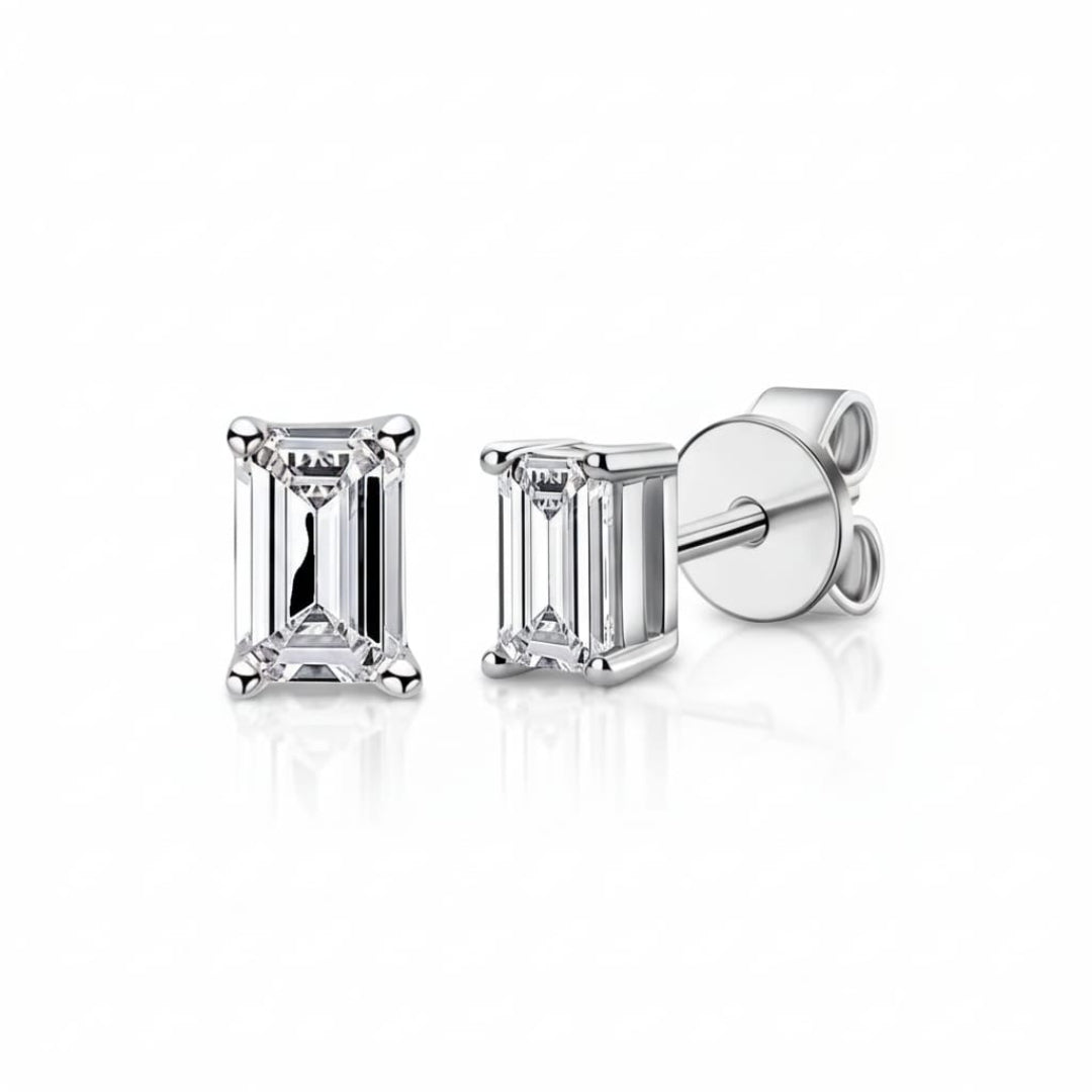 MOISSANITA ARETE 5MM RECTO PLATA .925