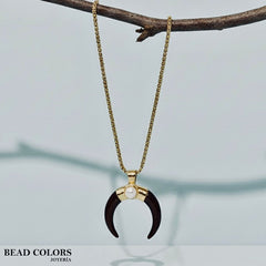 COLLAR LARGO CUERNO CAFE, ACERO