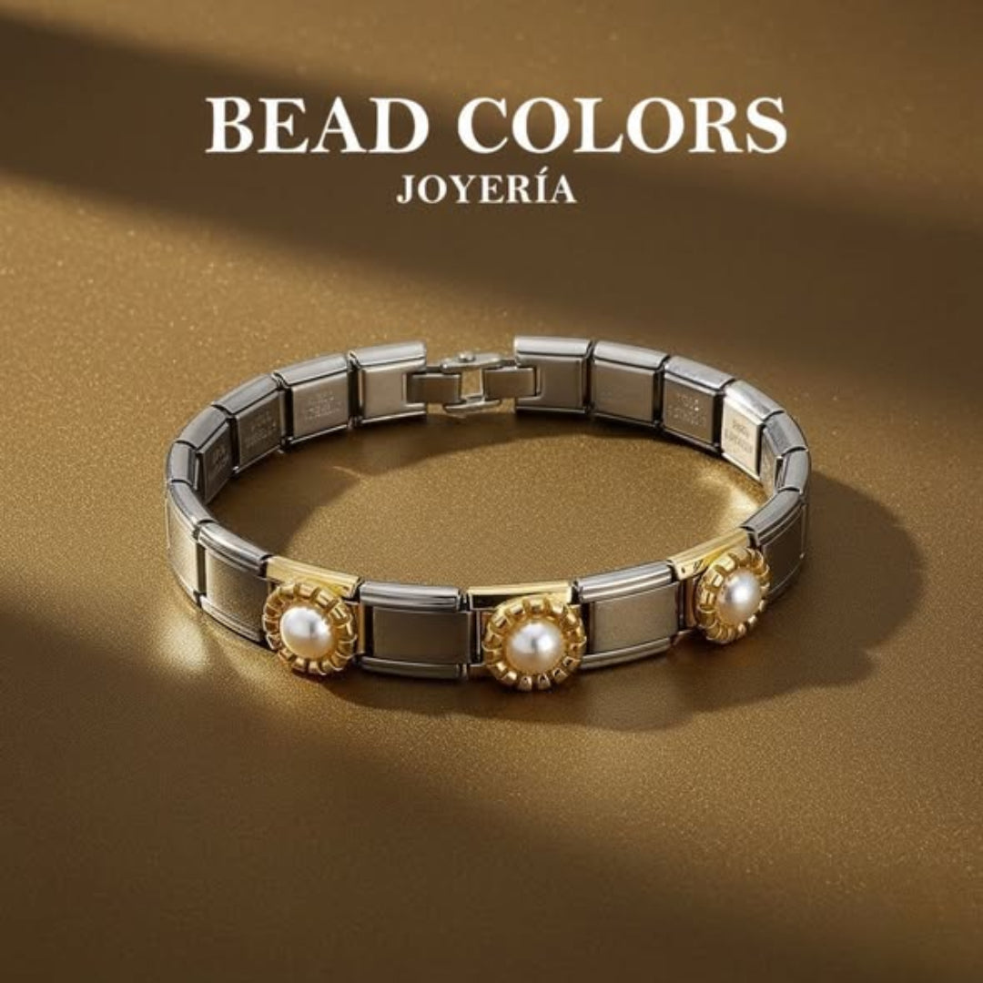 PULSO ITALIANO CON PERLAS ACERO