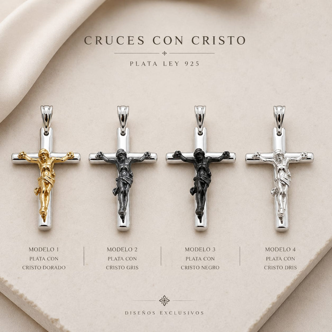 DIJE CRUZ CON CRISTO PLATA .925