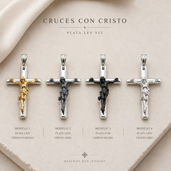DIJE CRUZ CON CRISTO PLATA .925