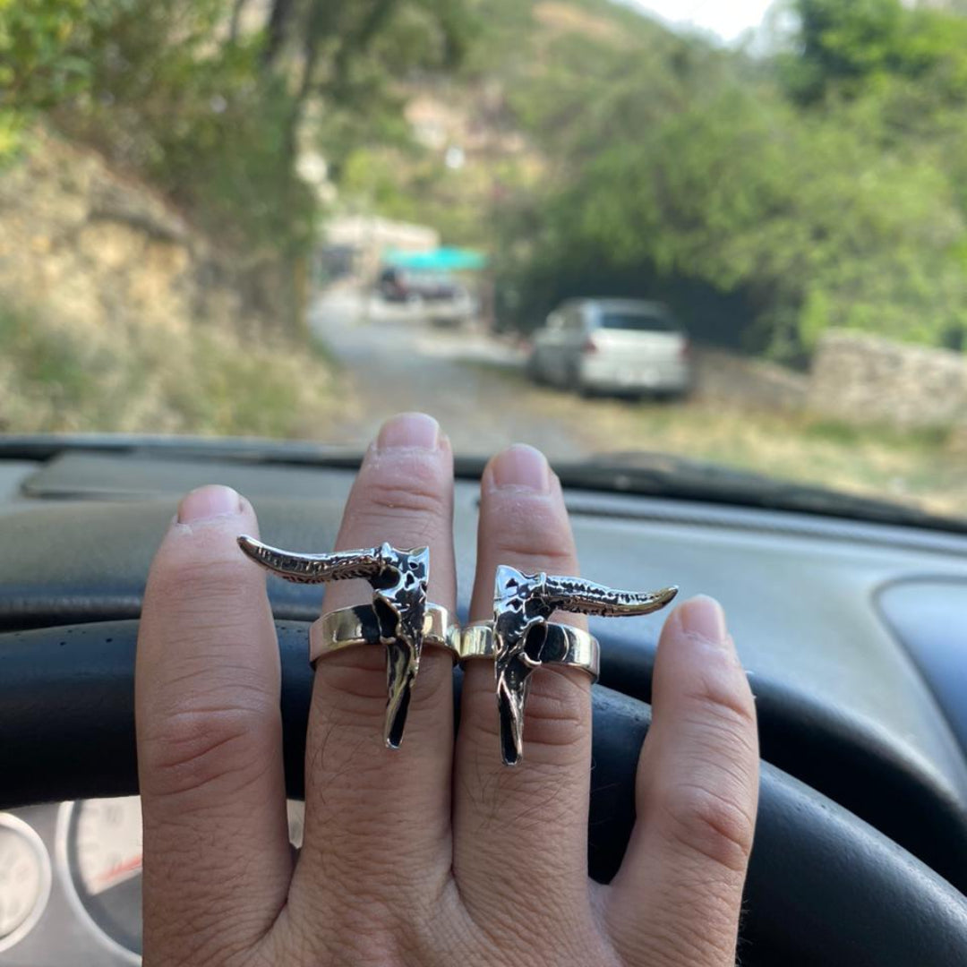 JUEGO ANILLO CRANEO PLATA LEY 925