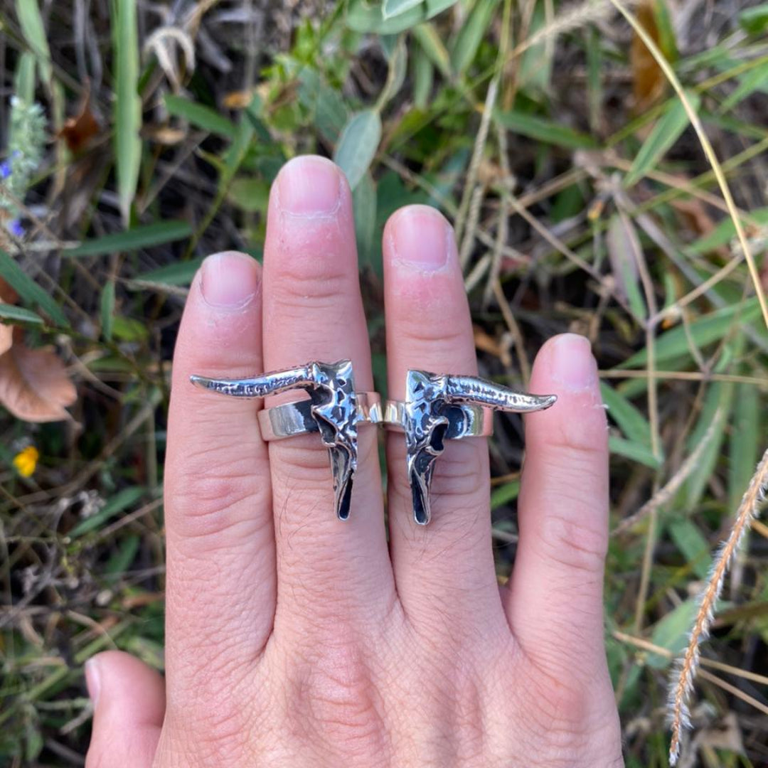 JUEGO ANILLO CRANEO PLATA LEY 925