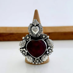 ANILLO SAGRADO CORAZON AJUSTABLE RAIZ RUBI