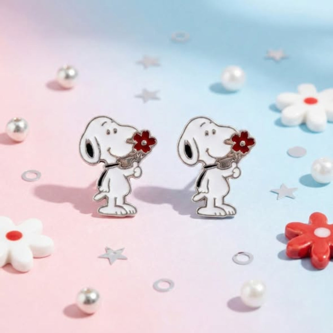 ARETE SNOOPY ESMALTADO PLATA .925