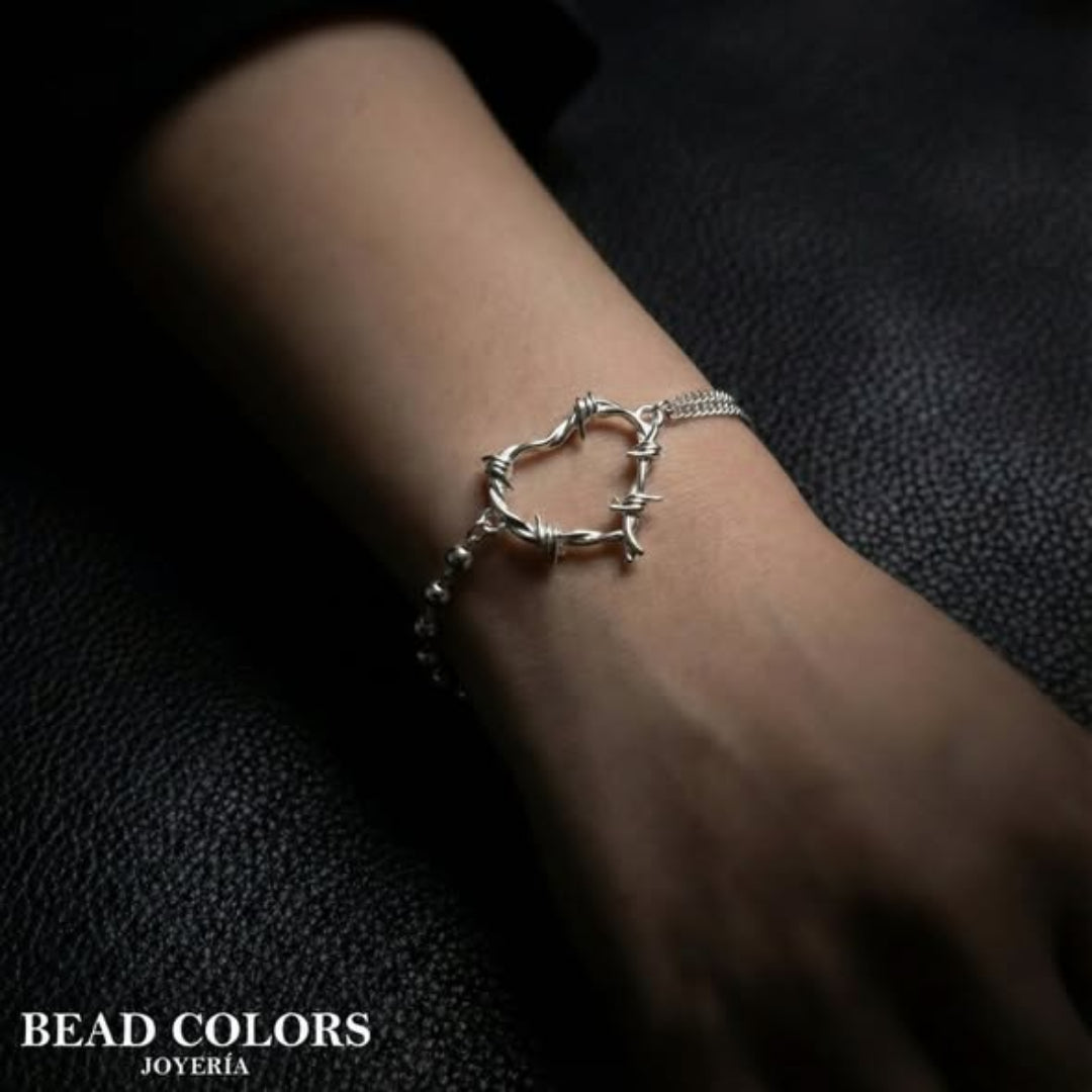 PULSO CORAZON PÚAS PLATA .925