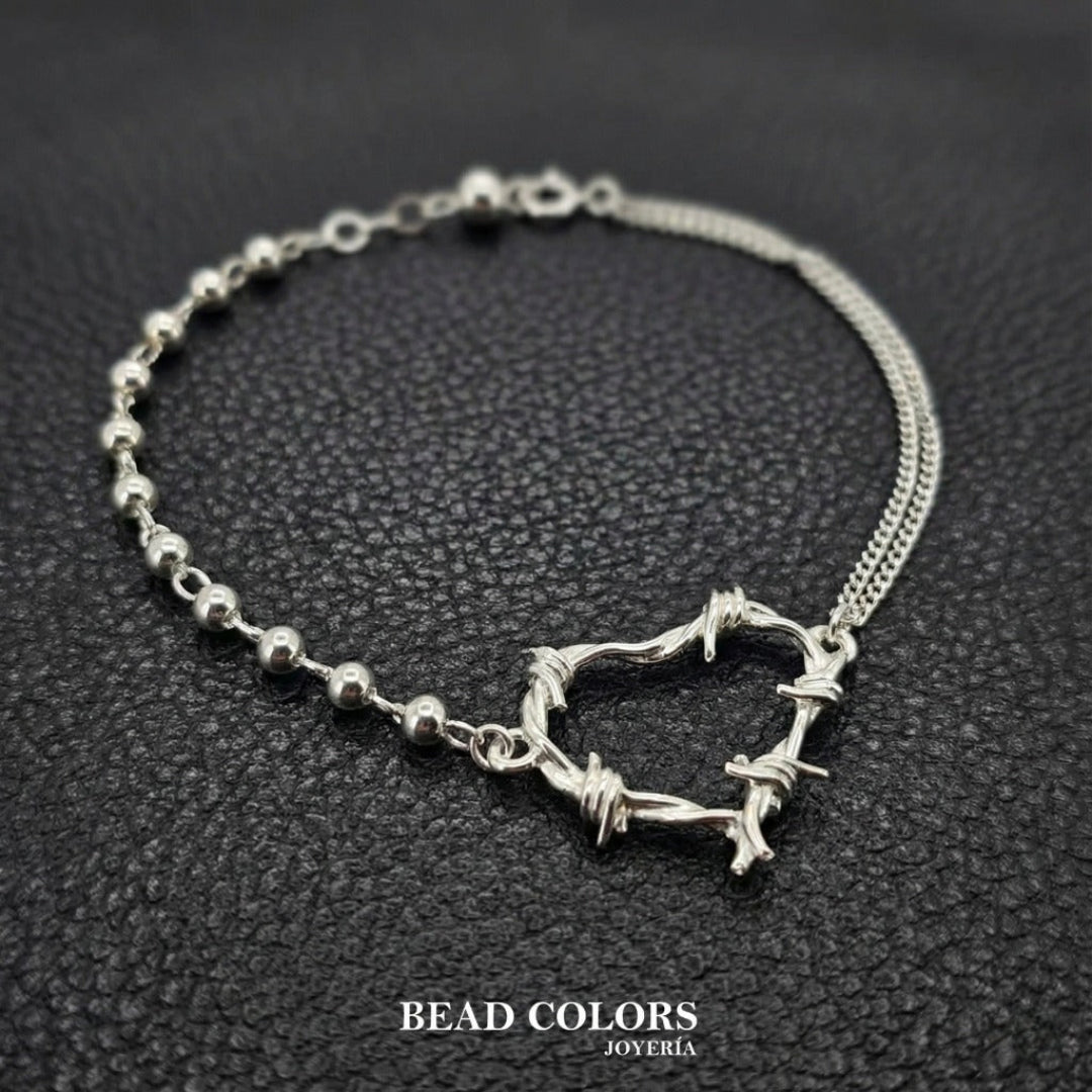 PULSO CORAZON PÚAS PLATA .925