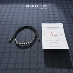 PULSO BOLITA NEGRO PLATA .925