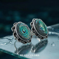 JUEGO FINO ANILLO, DIJE Y ARETE ABULON PLATA .925