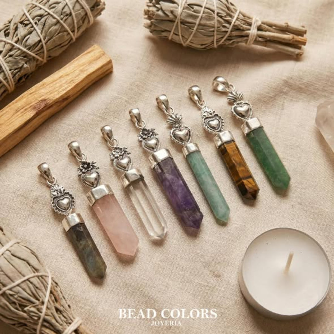 DIJE CUARZO NATURAL PLATA .925